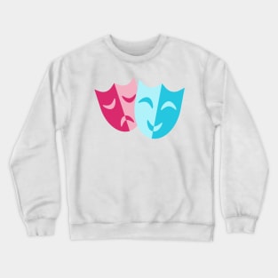 Theatrical blue mask smiles and red cry Crewneck Sweatshirt